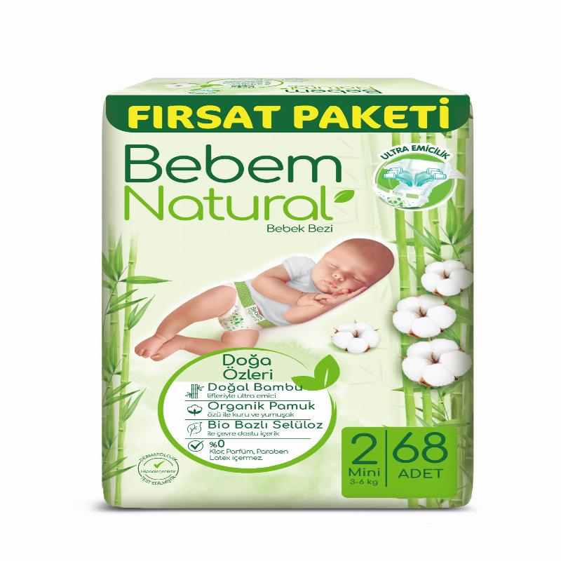 BEBEM NATURAL Підгуз.дит. "2" mini 3-6 кг 68 шт.//4